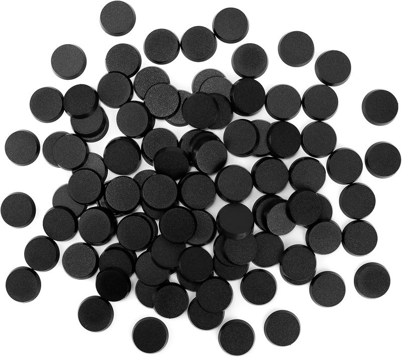 FIGURESLAB Store 100PCS 28.5mm/1.12inch Textured Plastic Black Round Miniature Bases, Model Base for Gaming Miniatures or Wargames Table Top Games - Image 1